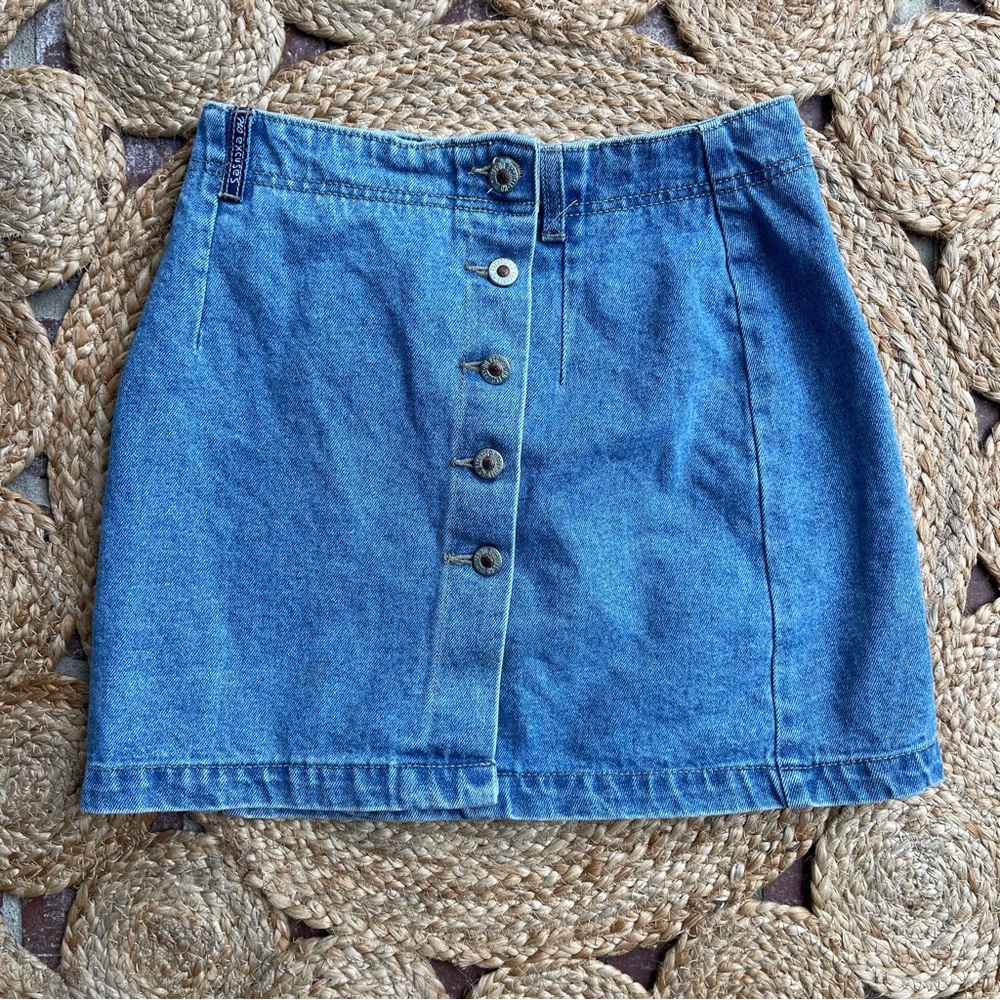 Women's Vintage No Excuses Button Front Denim Mini Skirt